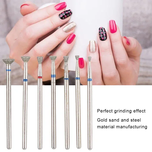Miniatura 3 de Cabezal de molienda de manicura, 7 brocas de manicura para arte de uñas, juego de brocas de uñas de 0.093 in, broca para arte de uñas, lima de uñas