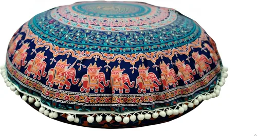 Miniatura 13 de CRAFT KALA Funda de Cojín Grande de Suelo Hippie Mandala Funda de Cojín de Meditación Funda de Puf Redondo Funda de Cojín Bohemia para el Suelo
