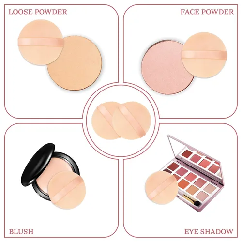 Miniatura 7 de 10 esponjas de base para polvo facial, 2.36 pulgadas para base de terciopelo, aplicador de algodón puro, almohadillas de maquillaje cosmético