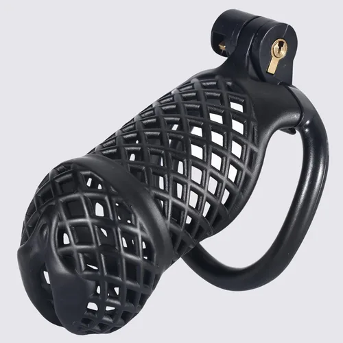 Miniatura 9 de Jaula de castidad masculina, dispositivo de castidad pequeño con anillos de 5 tamaños y sonido uretral para hombre, equipo de bondage,