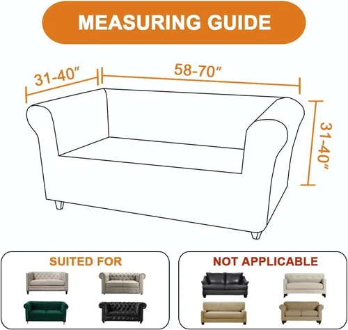 Miniatura 5 de Funda elástica Chesterfield para sofá, funda de tela jacquard para sofá biplaza de 2 cojines, protector de muebles antideslizante resistente a