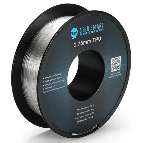 Miniatura 18 de Bobina de filamentos para impresoras 3D SainSmart, 0.06 pulgadas, flexible, TPU, 1,7 libras, Negro, 1