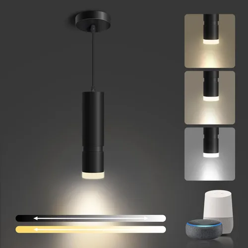 Miniatura 11 de OKELI Luz Colgante, Luminaria de Luces Colgantes Negras Modernas, Iluminación Colgante LED Única de 3-CCT para Isla de Cocina, 20W