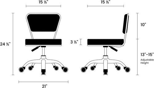 Miniatura 2 de MAYAKOBA Dayton Asiento Rodante de Garaje (Negro) Neumático, Taburete Corto con Altura Ajustable 33-38 cm, Perfecto para Tareas de Garaje, Limpieza