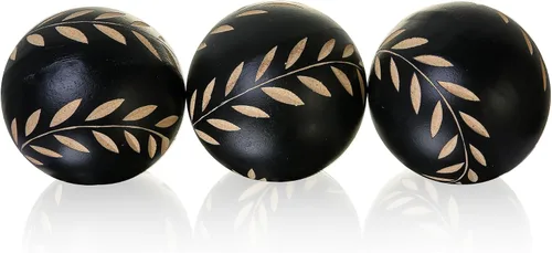 Miniatura 13 de Orbes decorativos para cuencos y jarrones, patrón circular, bolas redondas de resina de 4 pulgadas, juego de 3, centro de mesa de café para sala