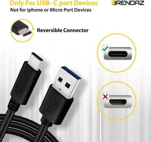 Miniatura 5 de BRENDAZ Cable USB C a USB A de carga y sincronización compatible con Samson Q9U XLR/USB Mic, Go Mic Video Micrófono USB portátil (USB tipo C a A)
