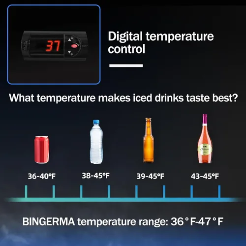 Miniatura 6 de Enfriador de barra trasera con 2 puertas de vidrio, refrigerador comercial de bebidas bajo mostrador, 7.4 pies cúbicos, ETL, refrigeradores