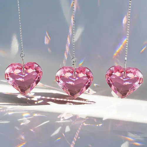 Miniatura 11 de H&D HYALINE & DORA 50mm Geometría Cristal Corazón Atrapasueños Prismas Colgantes con Prisma de Vidrio Fabricante de Arcoíris para Ventanas, Balcón