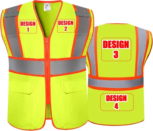 Miniatura 29 de Chalecos de seguridad con logotipo personalizado (S, M, L, XL, 2XL, 3XL, 4XL) Chalecos de seguridad reflectantes de alta visibilidad Clase 2