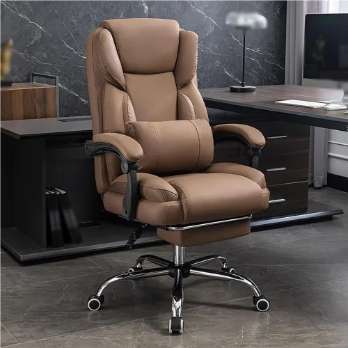Miniatura 2 de Big and Tall Office Chair Heavy Duty Ergonomic Executive Desk Chair High Back PU Leather Computer Swivel Chair with Thick Padded Seat for Home White
