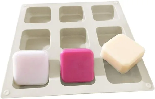 Miniatura 2 de Hedume Paquete de 4 moldes de silicona para jabón, 9 cavidades, molde de jabón cuadrado hecho a mano para hacer jabón, pudín, magdalenas, pan