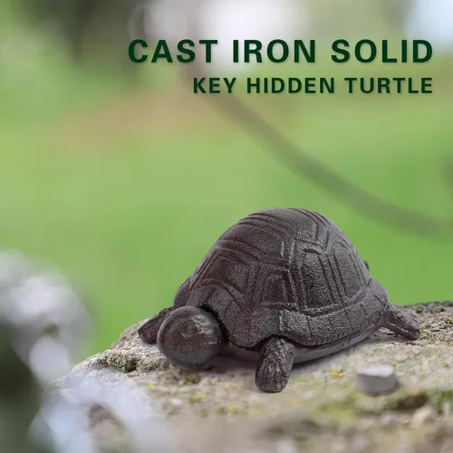 Miniatura 5 de Notakia Ocultador de llaves de tortuga de hierro fundido para decoración de jardín, ocultar un llavero para llaves, joyas y baratijas, caja