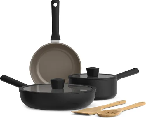BELLA - Juego de 7 piezas de utensilios de cocina con revestimiento antiadherente EverGood™ de cerámica, apto para lavavajillas y horno, compatible