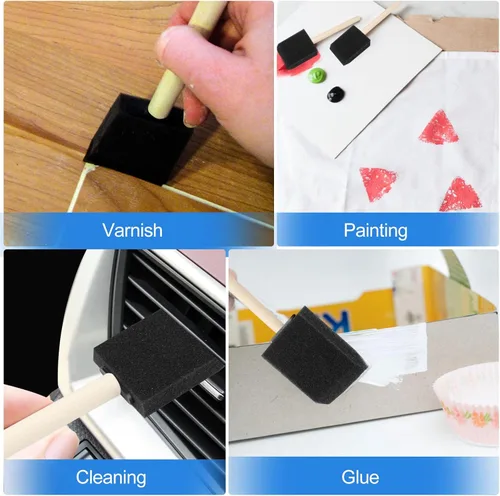 Miniatura 6 de 20 piezas de pinceles de espuma para pintar, pinceles de esponja de 2 pulgadas con mango de madera para pintar, pinceles de espuma para manchas