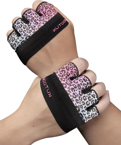 Miniatura 10 de KUTOOK Guantes de levantamiento de pesas para mujeres, guantes de entrenamiento de gimnasio con protección de palma y agarre adicional, guantes