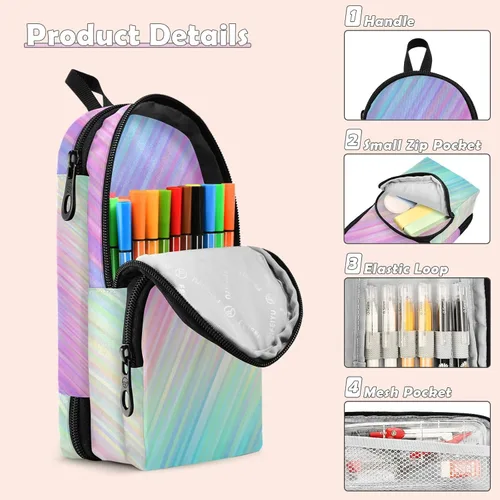 Miniatura 3 de Bolsa de lápiz colorida Bolsa de lápices duradera Caja organizadora Casos de papelería Estuche para lápices Estuche de pluma Colorido