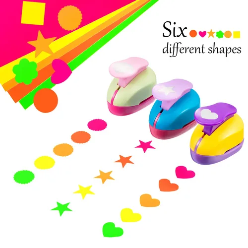 Miniatura 6 de CHENGU 16 perforadores de papel para manualidades, perforadores para álbumes de recortes con papel adhesivo para manualidades, redondos, estrellas