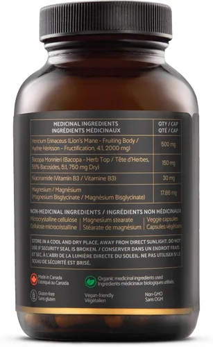 Miniatura 2 de Mycoveda Cognition Lions Mane Hongo, Bacopa Monnieri Suplemento natural para una mejor cognición y concentración