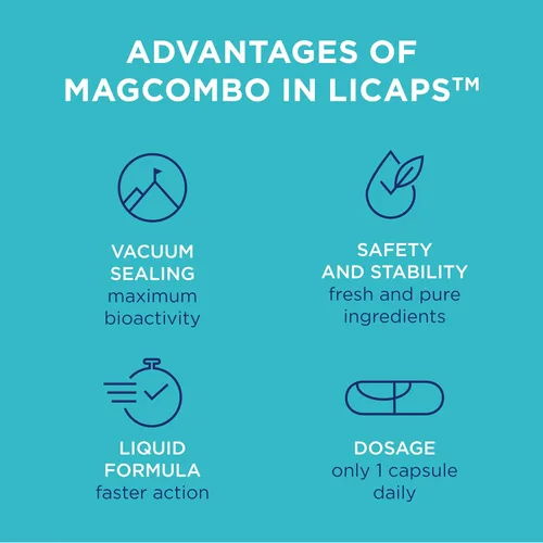 Miniatura 8 de MagCombo - Magnesio puro concentrado, fórmula de aceite especial para máxima absorción, enriquecido con vitaminas В2, В6, В12 y С, solo 1 cápsula