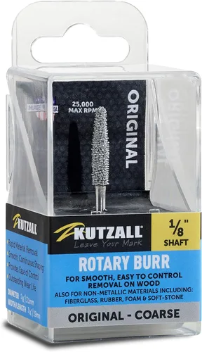 Kutzall Fresa rotativa cónica original, eje de 1⁄8 pulgadas, grueso - Accesorio para carpintería para Dremel, Foredom, DeWalt, Milwaukee. Carburo de