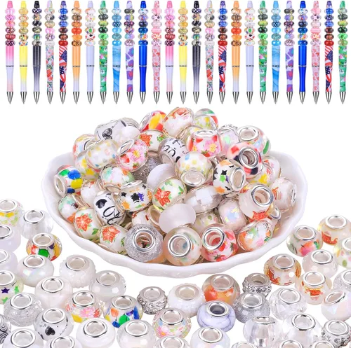 Miniatura 37 de Espaciador de agujeros grandes europeos con cuentas de hadas con diamantes de imitación para manualidades, pulseras y bisutería