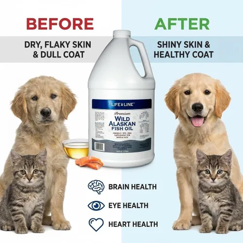Miniatura 8 de Life Line Pet Nutrition Aceite de pescado salvaje de Alaska para perros y gatos, 128 onzas, suplemento de aceite de pescado Omega 3 para piel