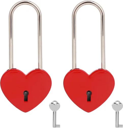 Miniatura 12 de Love Lock - Candado de corazón con llave para enamorados, boda, día de San Valentín, aniversario, viajes (con llave)