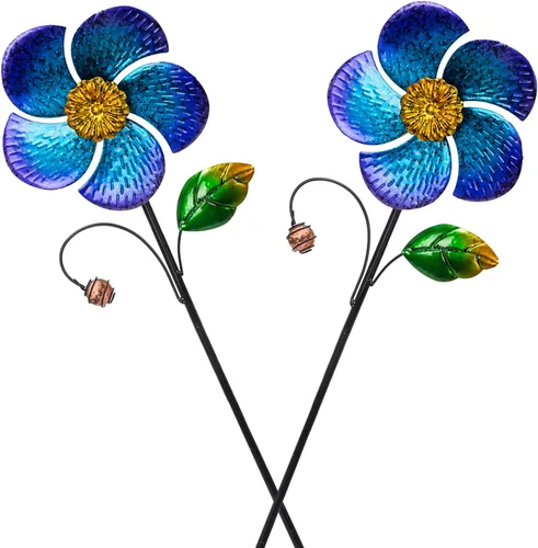 Miniatura 13 de Viveta Kinetic - Molino de viento metálico de 59 pulgadas para jardín, escultura de viento doble con estaca estable, multicolor D-multicolor-1