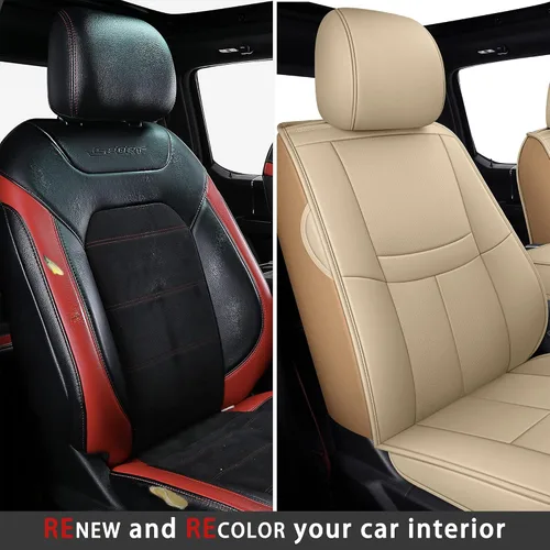 Miniatura 5 de TOMIC Juego completo de fundas de asiento de coche con funda de cojín automotriz de cuero impermeable para camioneta Fit para Ford F150 Carhartt