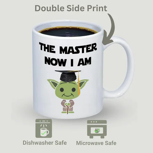 Miniatura 3 de Suchmugs Taza de grado de maestría - The Master Now I Am - Taza de café divertida de graduación universitaria - Taza de cerámica de 11 oz