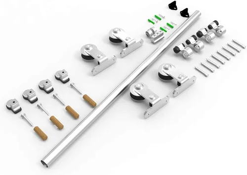 Miniatura 5 de TSMST Kit de herrajes para puerta corrediza de granero de 6.6 pies, riel de puerta de granero resistente de acero inoxidable para montaje superior