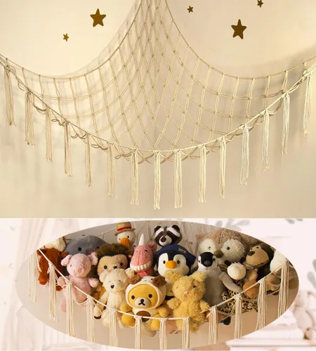 Miniatura 16 de mirolam Hamaca para Animales de Peluche - Red Grande para Animales de Peluche para Juguetes de Esquina - Organizador de Almacenamiento Colgante