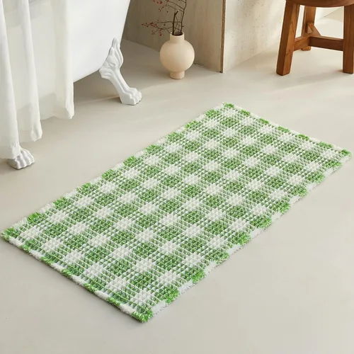 Miniatura 145 de TYUU Tapete de baño estilo gofre, tapete de baño bohemio, antideslizante, lavable, súper absorbente, de secado rápido, bonito tapete de baño