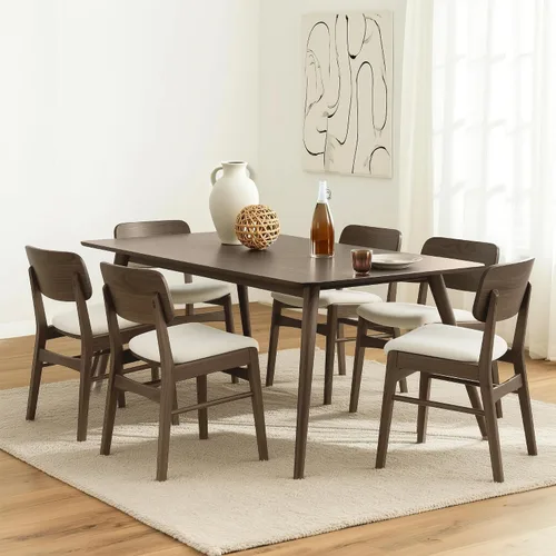 Miniatura 19 de KISLOT Rattan Dining Chairs Set of 4, Upholstered Modern Dining Room Chairs, Mid Century Oak Wood Kitchen Chairs with Rattan Backrest for Farmhouse