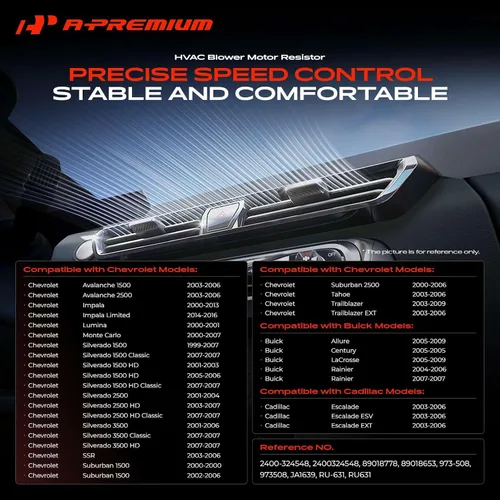 Miniatura 2 de A-Premium [Solo 3 pines] Módulo de control de resistencia del motor del ventilador de CA compatible con Chevrolet Silverado Avalanche Suburban Tahoe