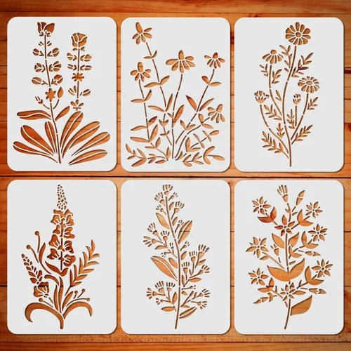 Miniatura 13 de ORIGACH 12 Piezas Plantilla de Borde de Flores, Plantilla de PET con Borde de Mandala Ornamentada para Pintura de Pared, Plantillas de Pintura