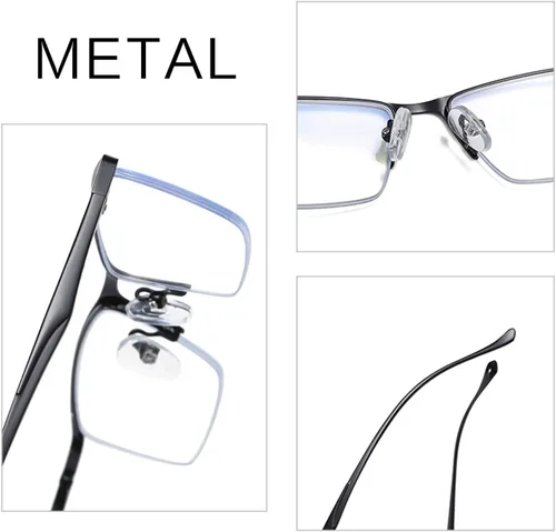 Miniatura 6 de Gafas de lectura fotocromáticas, gafas de lectura de tendencia, para hombres y mujeres, medio marco, para negocios, oficina, hombres