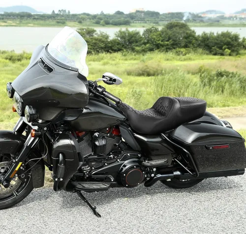 Miniatura 8 de C.C. RIDER Asiento de conductor, piloto y pasajero de una pieza con diamante, asiento de 2 plazas para Harley Touring Road King FLHR, Street Glide