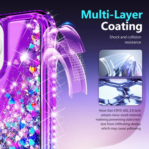 Miniatura 6 de NGB Diseñada para Funda de Teléfono iPhone 11, Morado/Azul Funda Bonita con Purpurina Líquida Brillante para Mujeres Niñas Niños con Protector