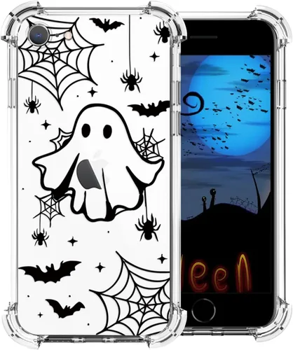 Miniatura 20 de Funda de Halloween para Google Pixel 6A transparente con diseños de murciélagos fantasmas, funda para teléfono para niñas, elegante, delgada, a