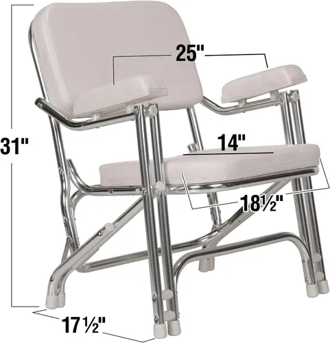 Miniatura 6 de Seachoice Silla de cubierta plegable, blanco, vinilo marino, se pliega para un fácil almacenamiento