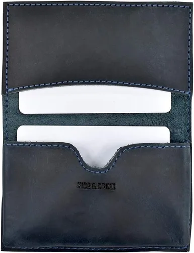 Hide & Drink, Tarjetero vintage de cuero, organizador de efectivo, cartera, accesorios de bolsillo, hecho a mano, incluye 101 años de garantía, Azul