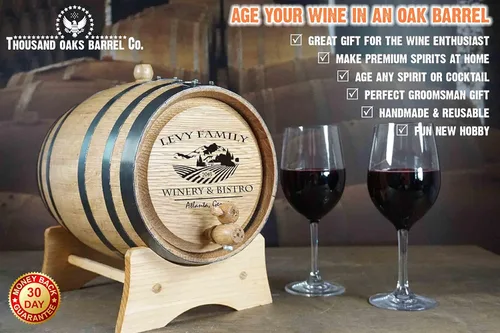 Miniatura 6 de Barril de envejecimiento de roble personalizado de 3 litros con soporte, moño y espita – Vino de la edad, aguamiel, cócteles, bourbon, whisky