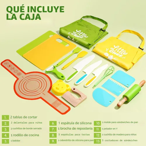 Miniatura 2 de Herramientas de Cocina Montessori para Niños Pequeños - 21 Piezas Juegos de Cocina para Niños Real - Juego de Cocina Montessori para Niños Pequeños
