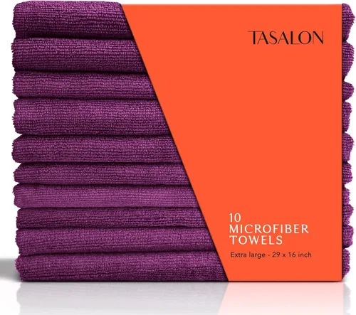 Miniatura 10 de TASALON Toalla de microfibra para el pelo para salón, paquete de 10, 29 x 16 pulgadas, toallas faciales de secado rápido y ultrasuaves con absorción