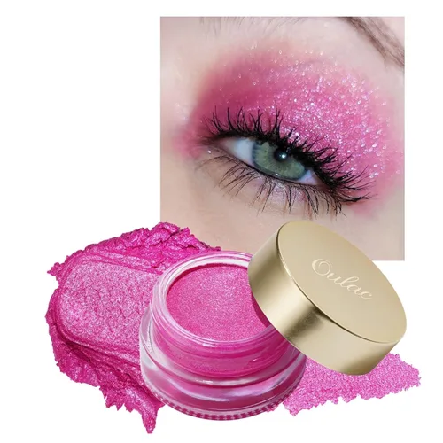 Miniatura 20 de Oulac Sombra de ojos verde con brillo verde turquesa, sombra de ojos altamente pigmentada, impermeable y de larga duración para mujeres con fórmula