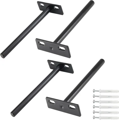 Miniatura 8 de Luomorgo 4 soportes de estante flotantes de 3 pulgadas, soporte de estante negro resistente, soporte de estante ciego oculto, soportes de estante