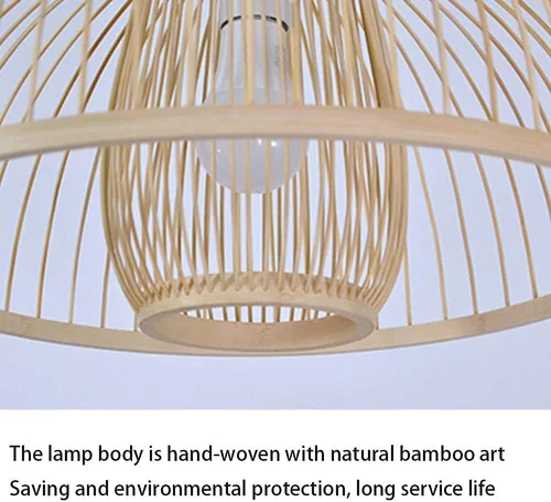 Miniatura 6 de Lámpara de bambú y madera de estilo chino personalidad creativa Hueco Endant Light Industrial Retro Material Natural Linterna Luz Colgante E27
