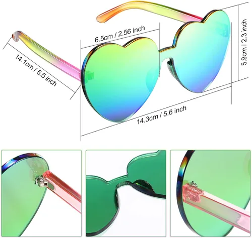 Miniatura 2 de Maxdot - Lentes de sol transparentes sin marco con forma de corazón para fiestas