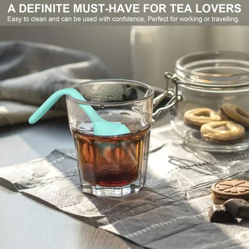 Miniatura 7 de Infusor de té, filtro de taza de té de malla extra fina, mango de silicona, colador de té de acero inoxidable, suelto, más empinado para té de hojas